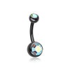 Colorline Double Gem Ball Steel Belly Button Ring-WildKlass Jewelry