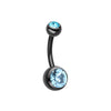 Colorline Double Gem Ball Steel Belly Button Ring-WildKlass Jewelry