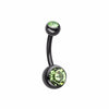 Colorline Double Gem Ball Steel Belly Button Ring-WildKlass Jewelry