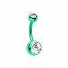 Colorline Double Gem Ball Steel Belly Button Ring-WildKlass Jewelry