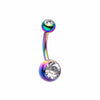 Colorline Double Gem Ball Steel Belly Button Ring-WildKlass Jewelry