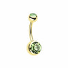 Gold PVD Double Gem Ball Steel Belly Button Ring-WildKlass Jewelry