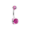 Aurora Gem Ball Steel Belly Button Ring-WildKlass Jewelry