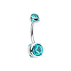 Aurora Gem Ball Steel Belly Button Ring-WildKlass Jewelry
