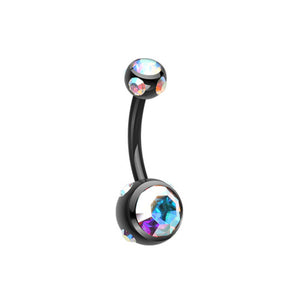 Colorline Aurora Gem Ball Steel Belly Button Ring-WildKlass Jewelry