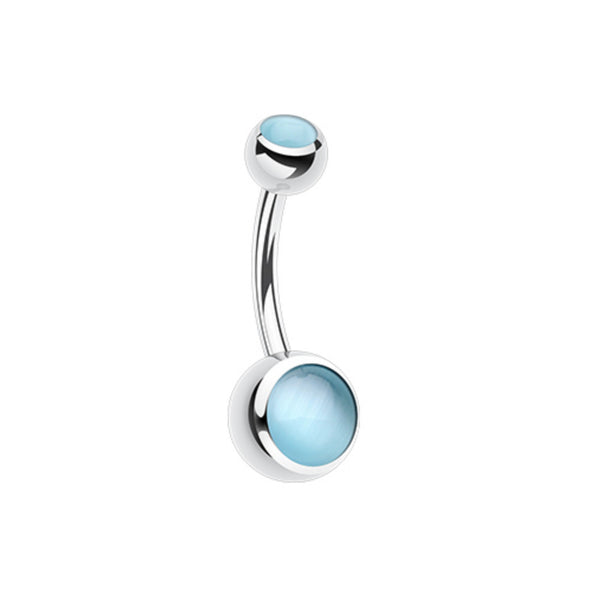 Cat Eye Stone Steel Belly Button Ring-WildKlass Jewelry