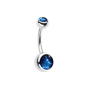 Hologram Sparkle Steel Belly Button Ring-WildKlass Jewelry