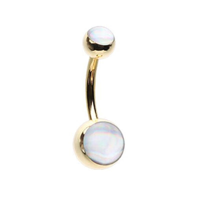 Golden Hologram Sparkle Steel WildKlass Belly Button Ring-WildKlass Jewelry
