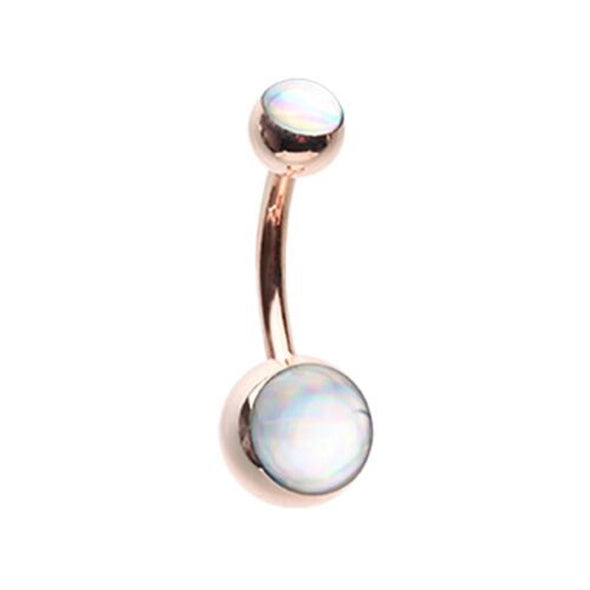 Rose Gold Hologram Sparkle Steel WildKlass Belly Button Ring-WildKlass Jewelry