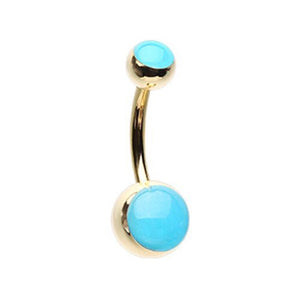 Golden Blue Glow in the Dark Steel WildKlass Belly Button Ring-WildKlass Jewelry