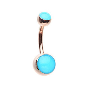 Rose Gold Blue Glow in the Dark Steel WildKlass Belly Button Ring-WildKlass Jewelry