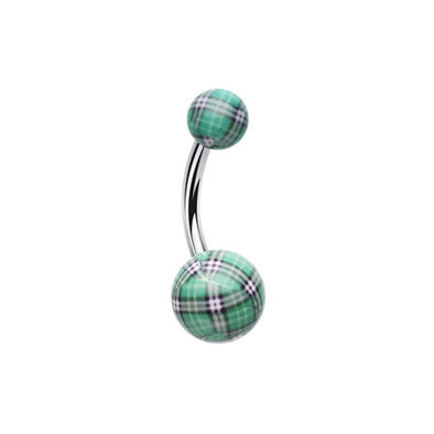Plaid Patterned Acrylic Belly Button Ring-WildKlass Jewelry