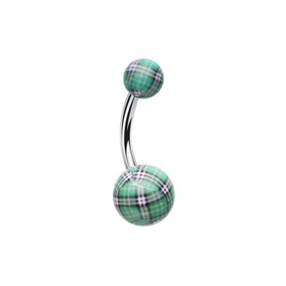 Plaid Patterned Acrylic Belly Button Ring-WildKlass Jewelry