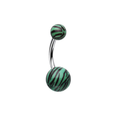 Tiger Stripe Patterned Acrylic Belly Button Ring-WildKlass Jewelry