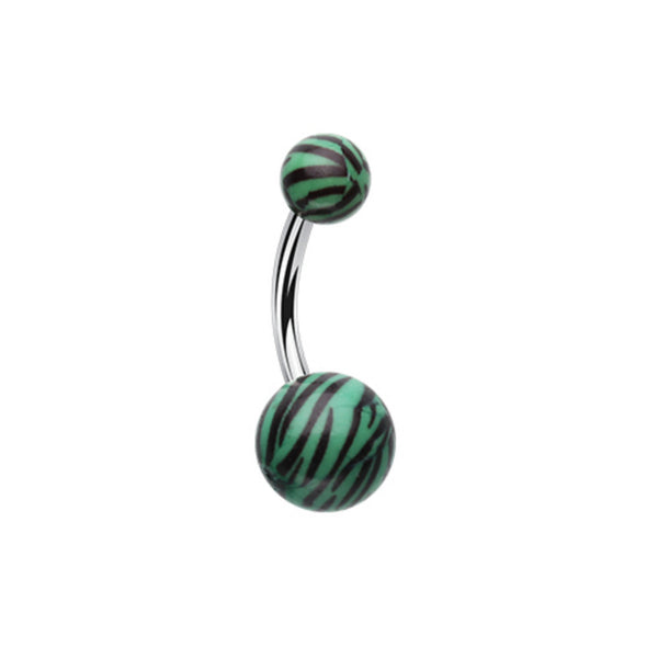 Tiger Stripe Patterned Acrylic Belly Button Ring-WildKlass Jewelry