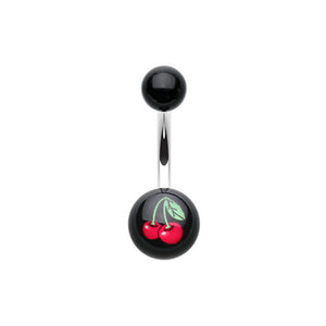 Cherry Acrylic Logo Belly Button Ring-WildKlass Jewelry