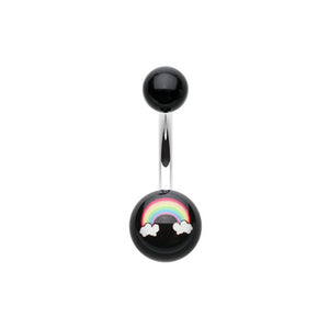 Rainbow Clouds Acrylic Logo Belly Button Ring-WildKlass Jewelry