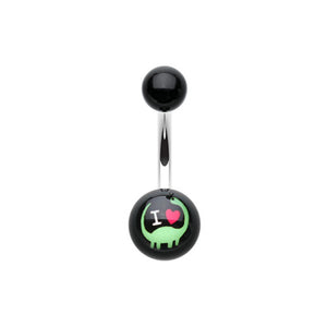 I heart Dino Acrylic Logo Belly Button Ring-WildKlass Jewelry