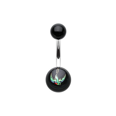 Swallow Bird Acrylic Logo Belly Button Ring-WildKlass Jewelry