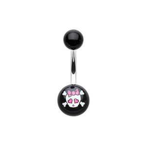 Cute Emo Skull Acrylic Logo Belly Button Ring-WildKlass Jewelry
