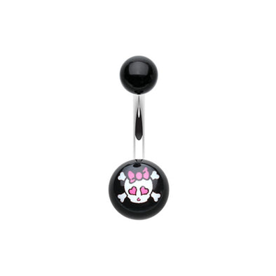 Cute Emo Skull Acrylic Logo Belly Button Ring-WildKlass Jewelry