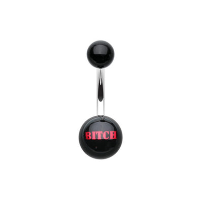 "BITCH" Acrylic Logo Belly Button Ring-WildKlass Jewelry