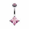 Classic Square Gem Prong Sparkle Belly Button Ring-WildKlass Jewelry