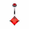 Classic Square Gem Prong Sparkle Belly Button Ring-WildKlass Jewelry