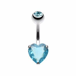Classic Heart Prong Sparkle Belly Button Ring-WildKlass Jewelry