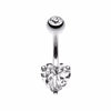 Classic Heart Prong Sparkle Belly Button Ring-WildKlass Jewelry