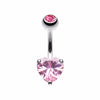 Classic Heart Prong Sparkle Belly Button Ring-WildKlass Jewelry