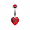 Classic Heart Prong Sparkle Belly Button Ring-WildKlass Jewelry