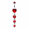 WildKlass Brilliant Heart Cascade Belly Button Ring-WildKlass Jewelry