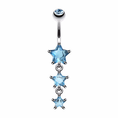 Sparkling Star Drop Belly Button Ring-WildKlass Jewelry