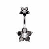 Pearl Bead Flower Sparkle Belly Button Ring-WildKlass Jewelry