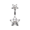 Pearl Bead Flower Sparkle Belly Button Ring-WildKlass Jewelry