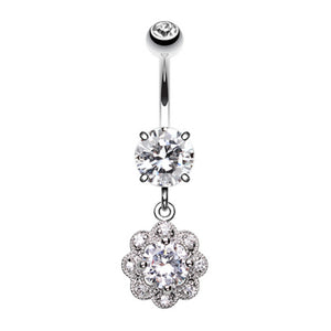 Dazzling Flower Belly Button Ring-WildKlass Jewelry