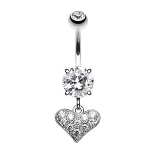 Mini Heart Sparkle Belly Button Ring-WildKlass Jewelry