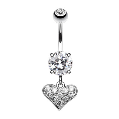 Mini Heart Sparkle Belly Button Ring-WildKlass Jewelry