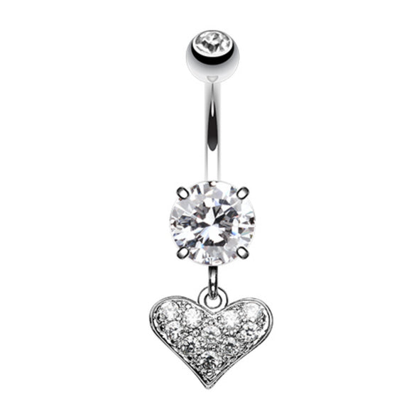 Mini Heart Sparkle Belly Button Ring-WildKlass Jewelry