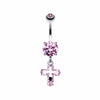 Cross on Cross Sparkle Belly Button Ring-WildKlass Jewelry