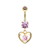 Golden Heart Gem Sparkle Belly Button Ring-WildKlass Jewelry