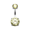 Brilliant Gem Prong Sparkle Belly Button Ring-WildKlass Jewelry
