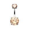 Brilliant Gem Prong Sparkle Belly Button Ring-WildKlass Jewelry