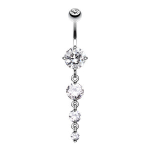 Brilliant Gem Cascade Belly Button Ring-WildKlass Jewelry