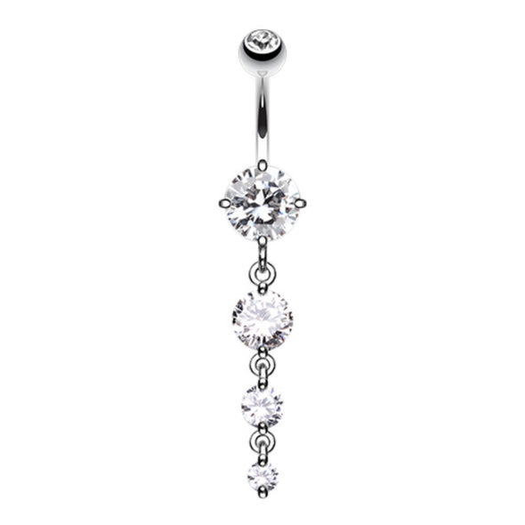 Brilliant Gem Cascade Belly Button Ring-WildKlass Jewelry