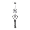 Heart Key Sparkle Belly Button Ring-WildKlass Jewelry