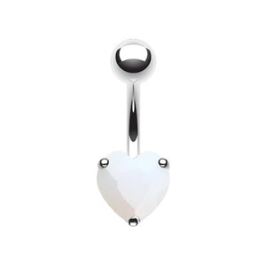 Colorline Heart Prong Sparkle Belly Button Ring-WildKlass Jewelry