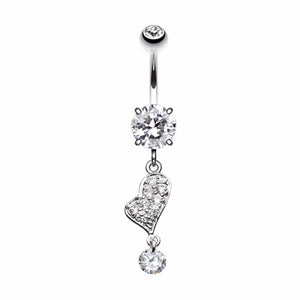 Gemed Heart Belly Button Ring-WildKlass Jewelry