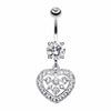 Sparkling Heart Shapes Belly Button Ring-WildKlass Jewelry